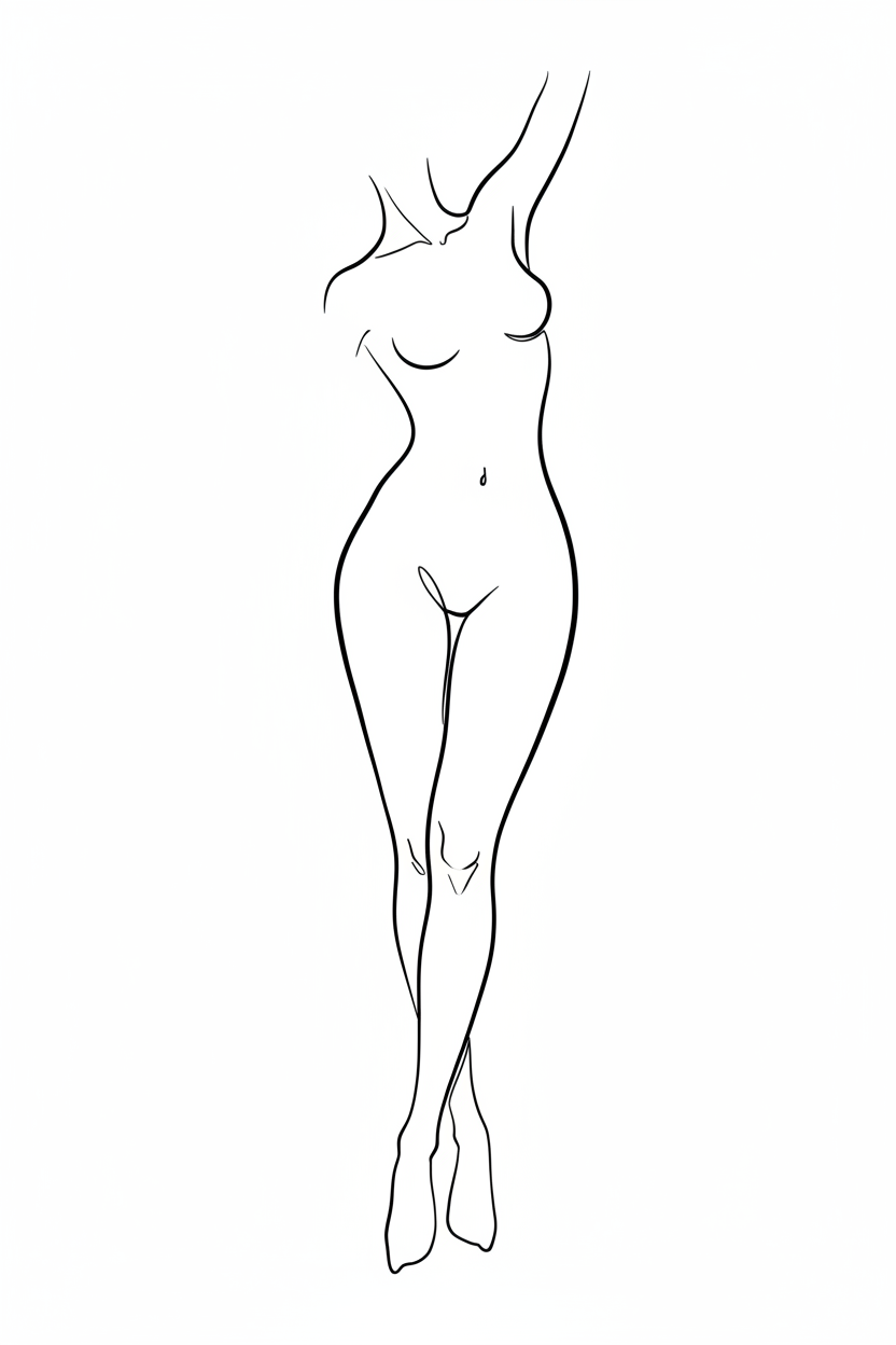 Abstract Body Curves - Minimalist Line Art Print
