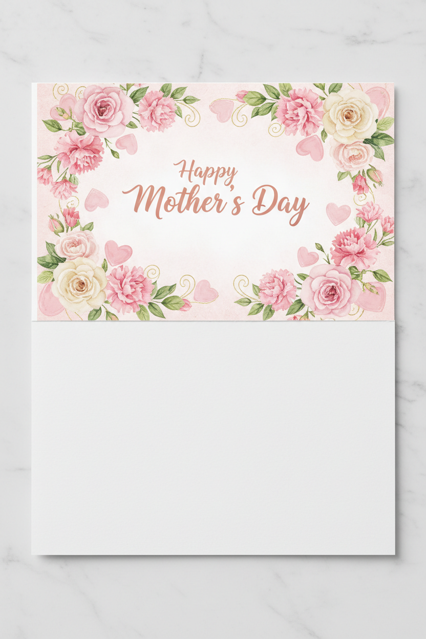 Happy Mother's Day Pink Carnation Card - Printable Digital Download