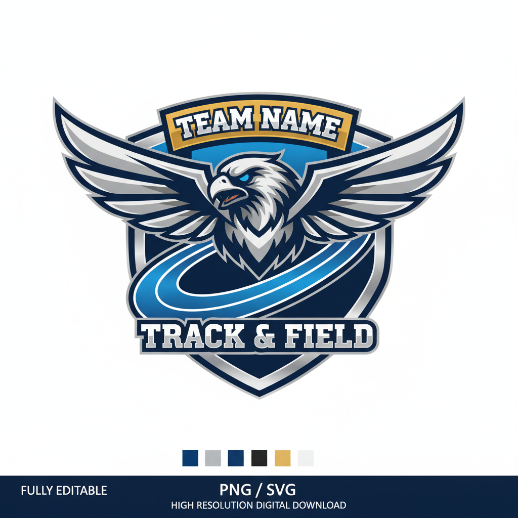 Track and Field Team Logo Template - Falcon Mascot