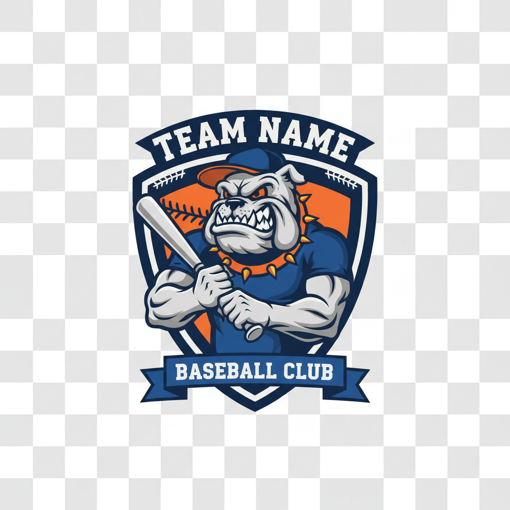 Baseball Team Logo Template - Bulldog Mascot