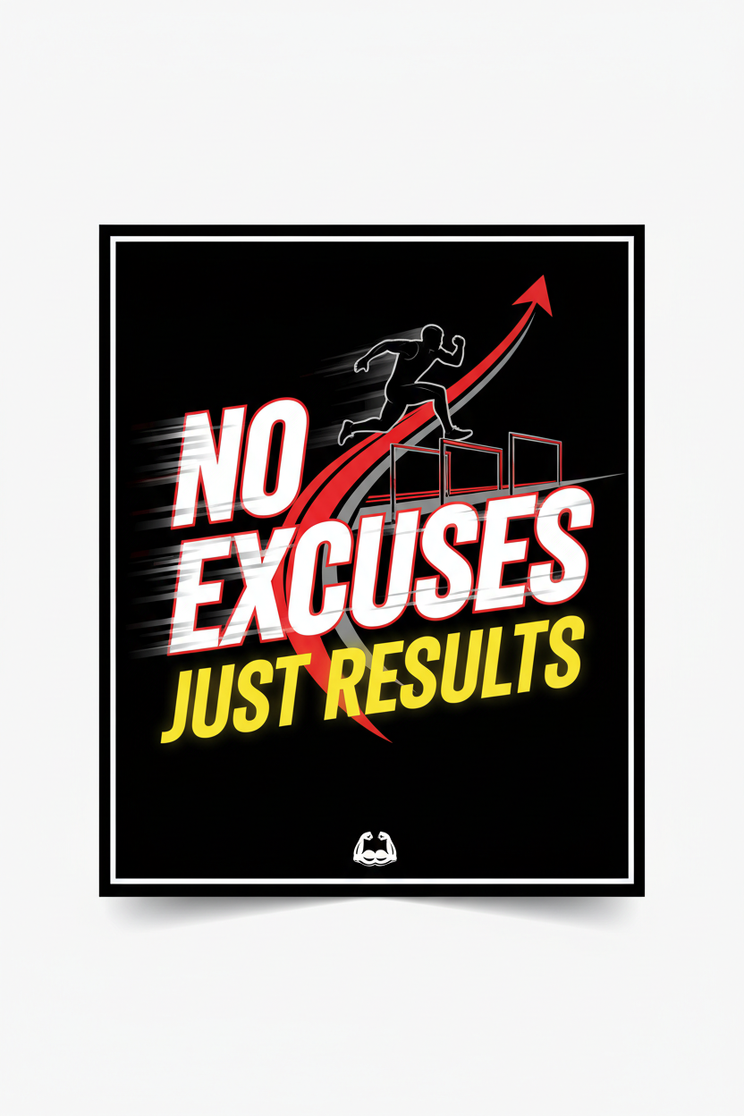 No Excuses Just Results - Motivation Print