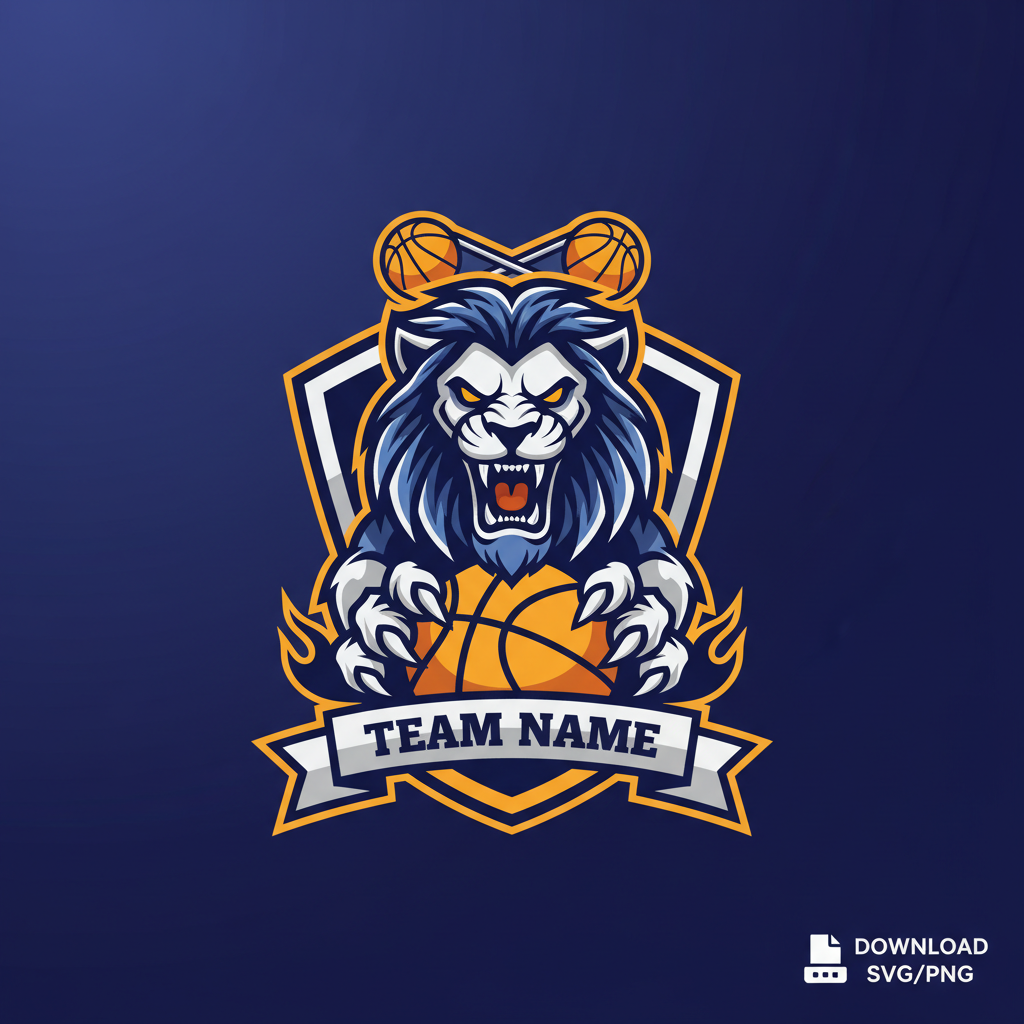 Basketball Team Logo Template - Lion Mascot