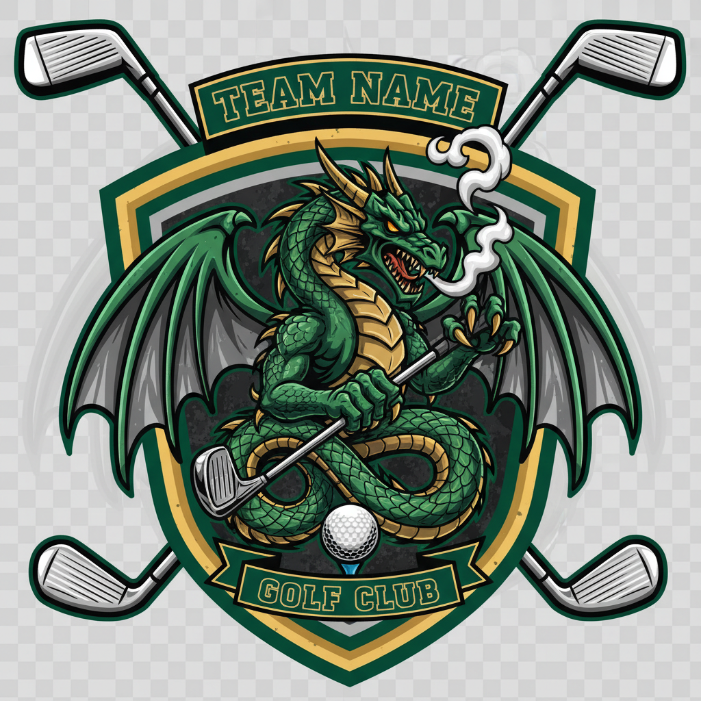 Golf Team Logo Template - Dragon Mascot