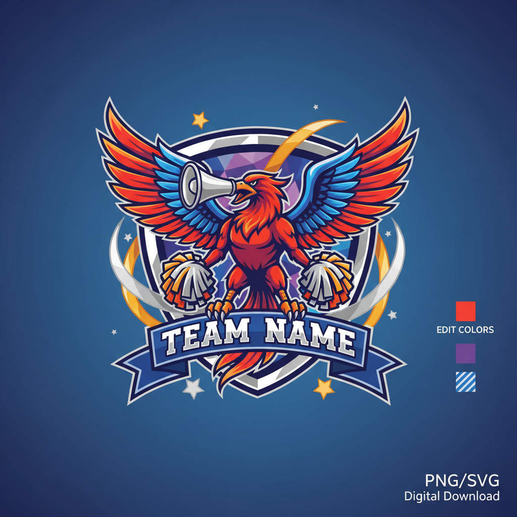 Cheerleading Team Logo Template - Phoenix Mascot
