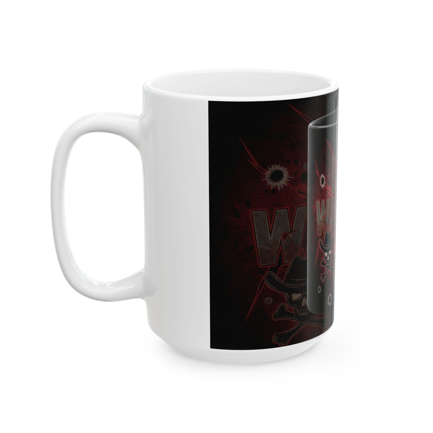Last Warning Rock Guitar Ceramic Mug – Bold Skull & Flames 11oz/15oz