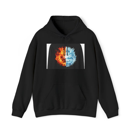 Fire and Ice Hoodie – Split Flame & Frost Graphic Pullover