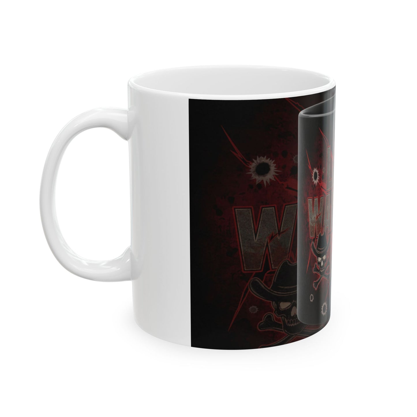 Last Warning Rock Guitar Ceramic Mug – Bold Skull & Flames 11oz/15oz