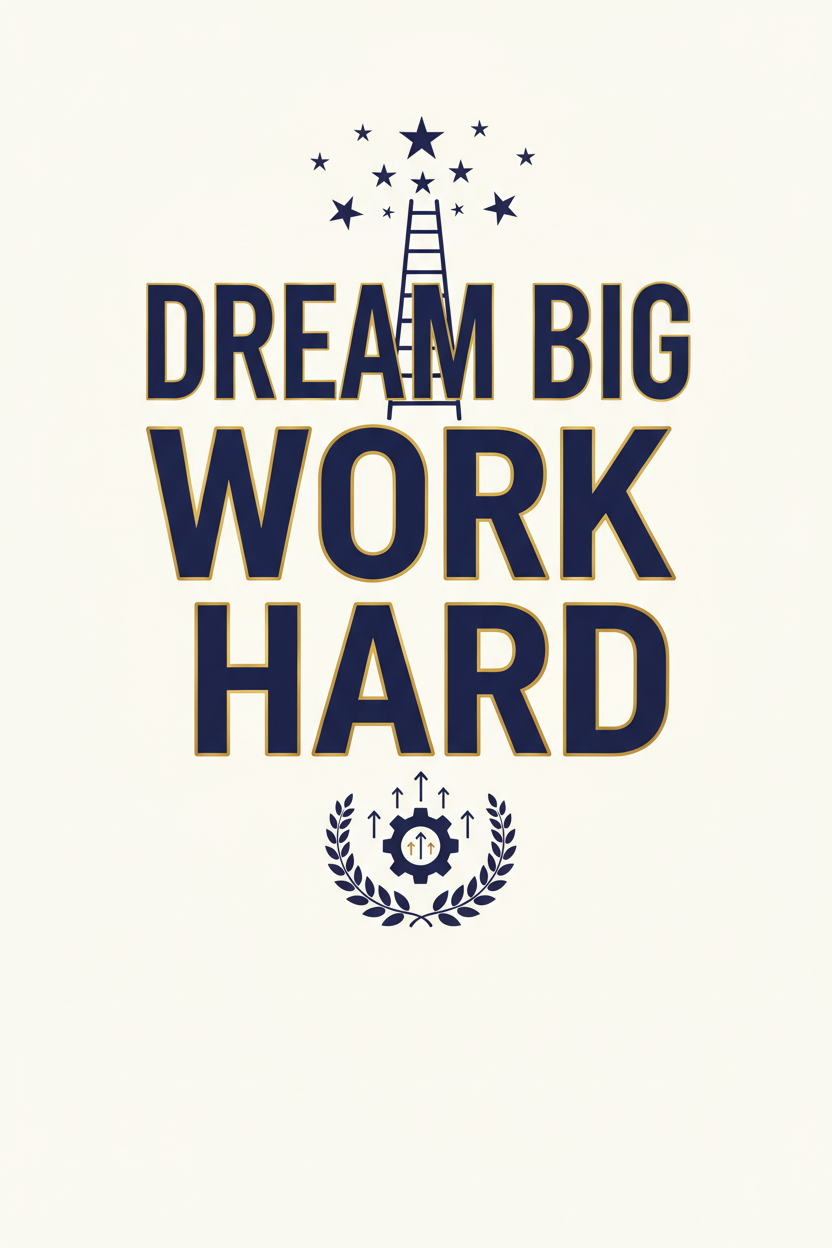 Dream Big Work Hard - Motivational Wall Art Print