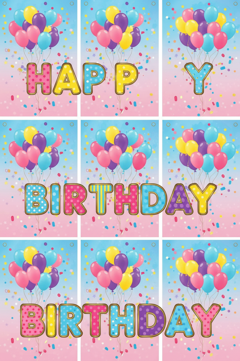 Happy Birthday Party Banner - Printable Digital Download