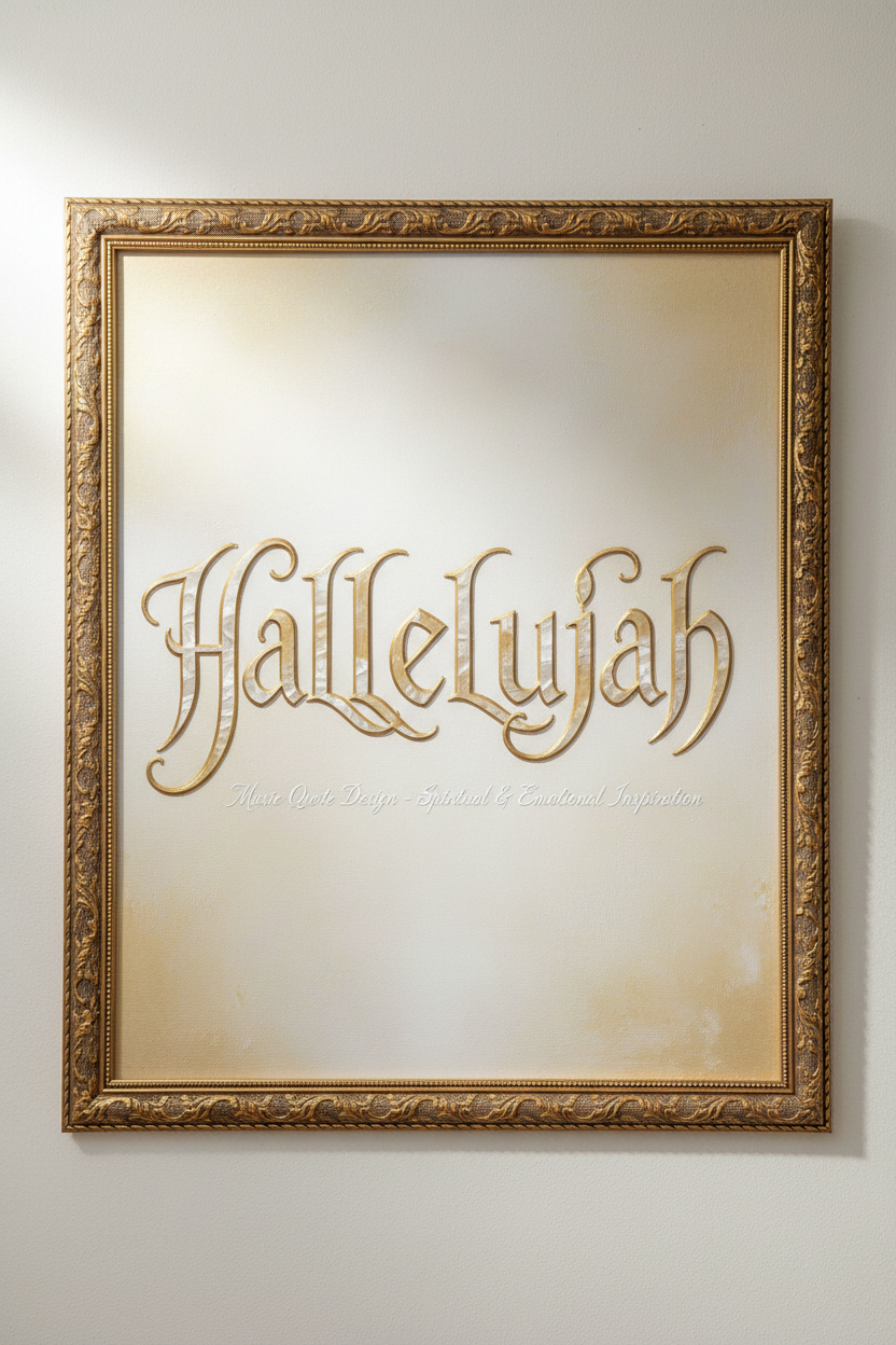 Hallelujah music lyric print with spiritual typography