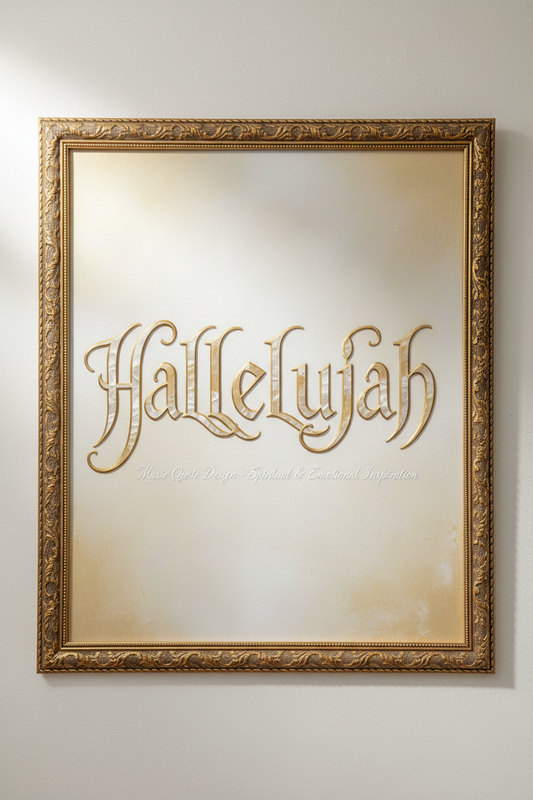 Hallelujah music lyric print with spiritual typography