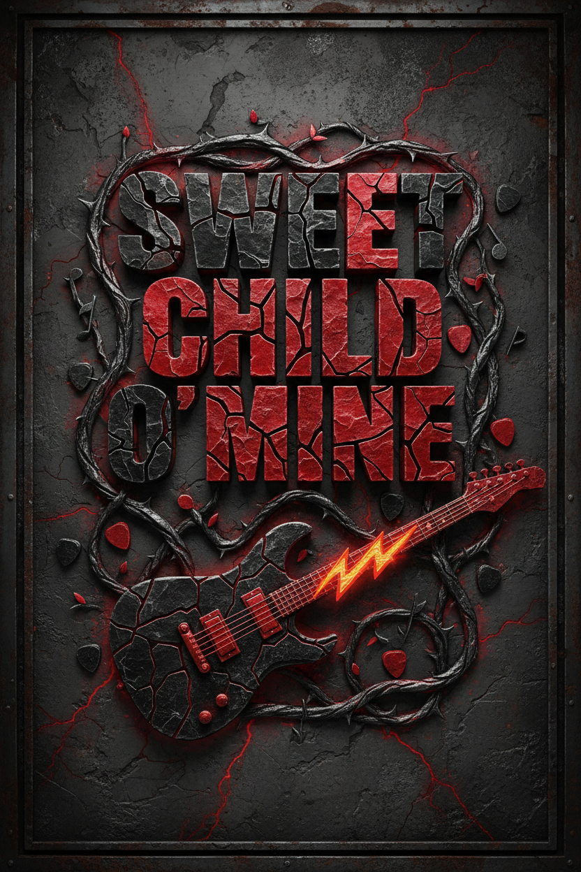 Sweet Child O' Mine music lyric print with rock typography