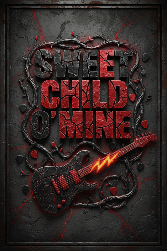Sweet Child O' Mine music lyric print with rock typography