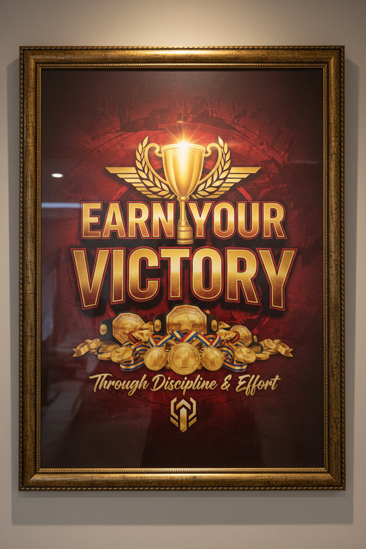 Earn Your Victory motivational print with championship typography