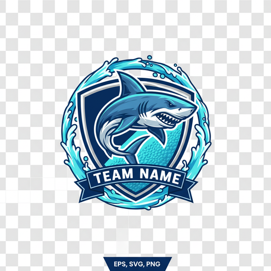Swimming Team Logo Template - Shark Mascot