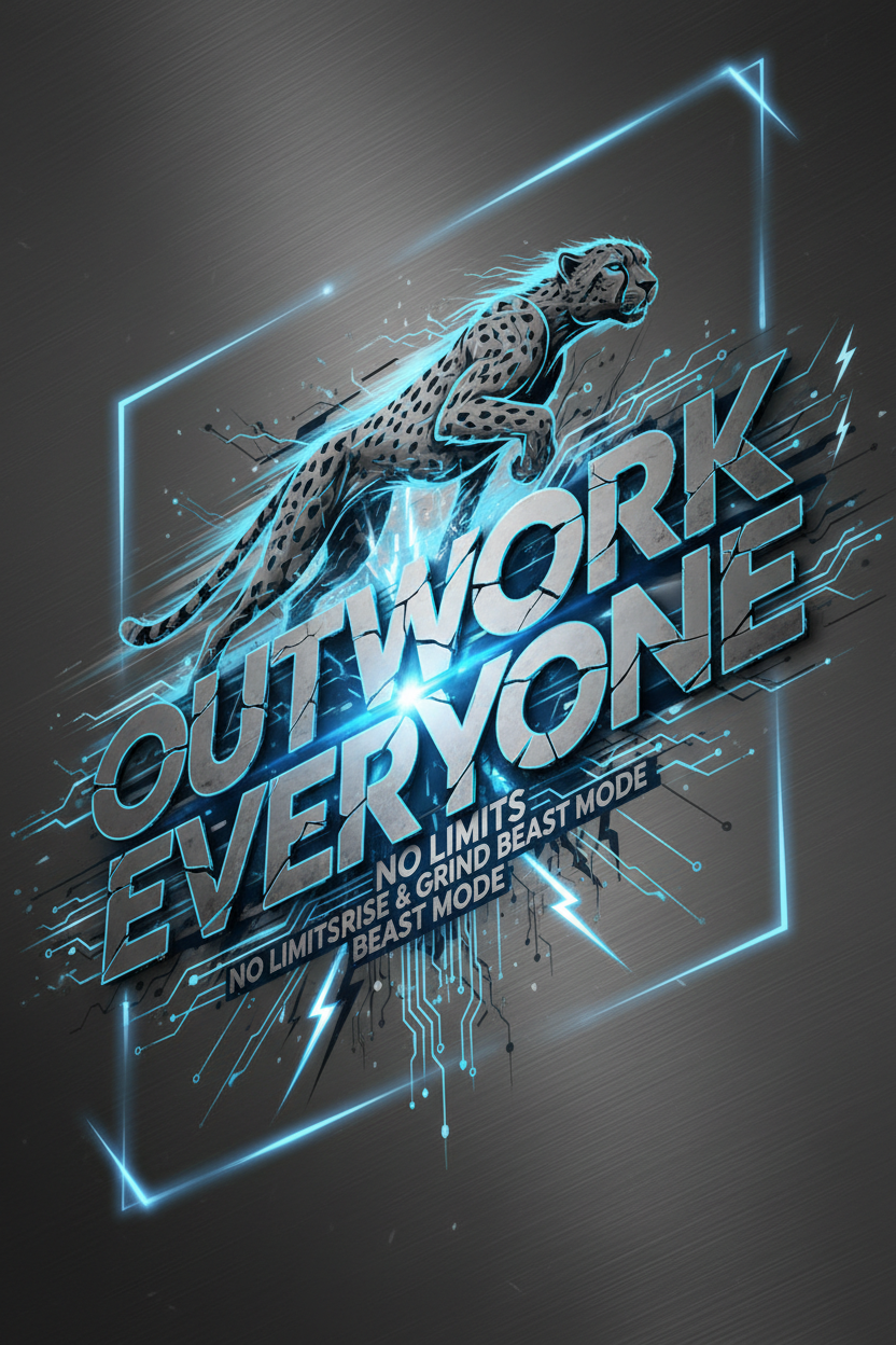 Outwork Everyone motivational print with competitive typography