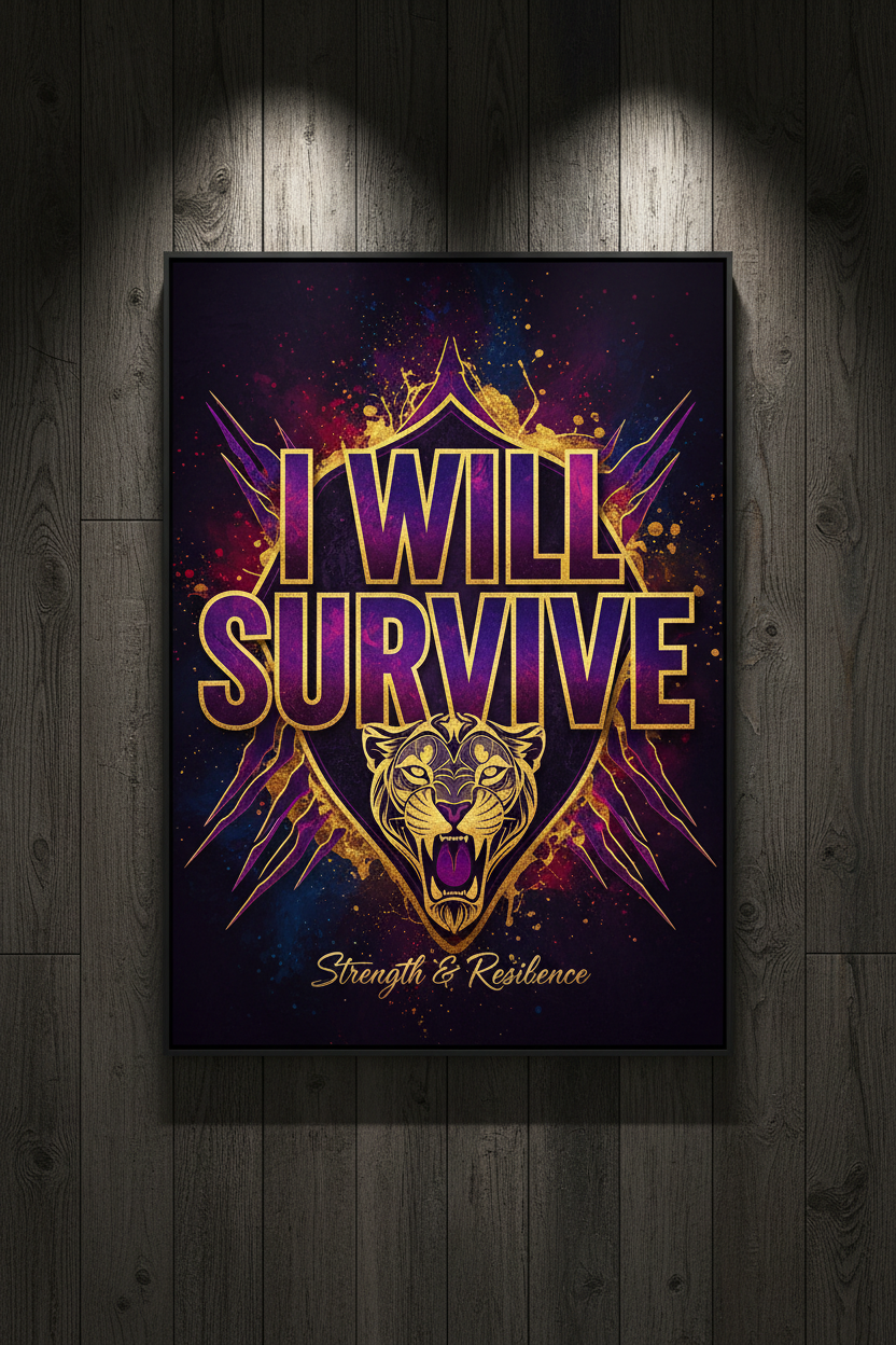 I Will Survive music lyric print with empowering typography