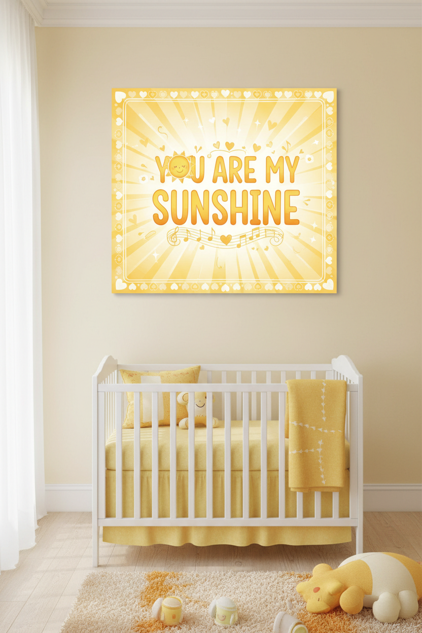 You Are My Sunshine music lyric print with cheerful typography