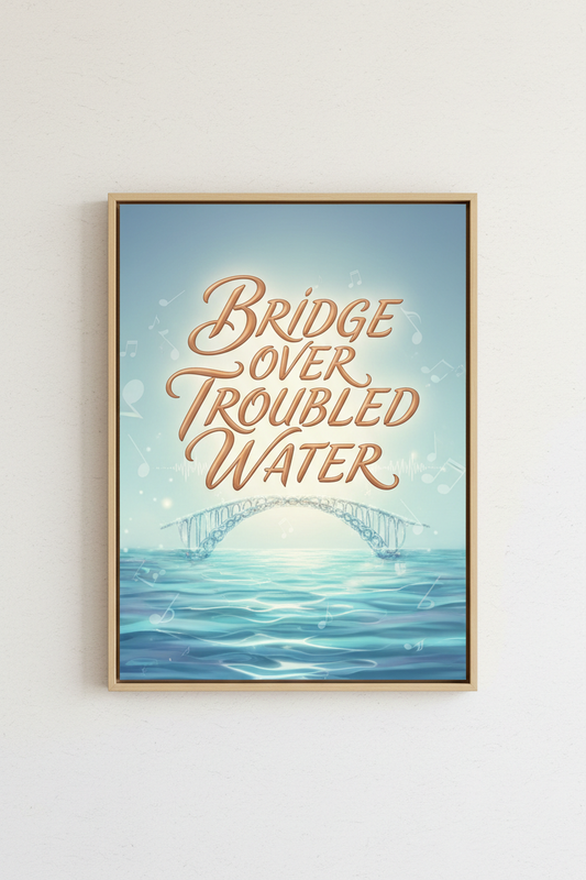 Bridge Over Troubled Water music lyric print with comforting typography