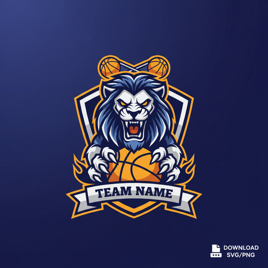 Basketball Team Logo Template - Lion Mascot