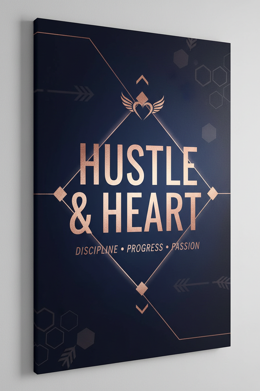 Hustle & Heart motivational print with elegant typography