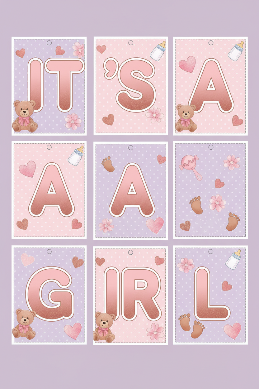 It's a Girl Baby Banner - Printable Digital Download